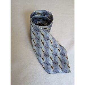 CARLO PALAZZI HAND MADE‎ ITALY SILK TIE Blue BROWN BLACK ABSTRACT 3.5" X 56"